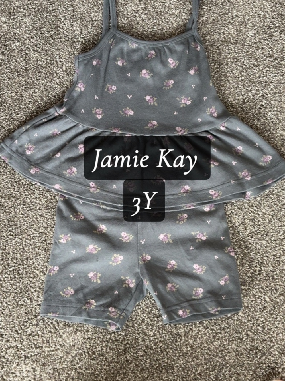 Jamie Kay Gray Floral Peplum Romper - Pink Accent